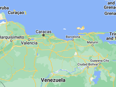 Map showing location of San José de Guaribe (9.86025, -65.81306)