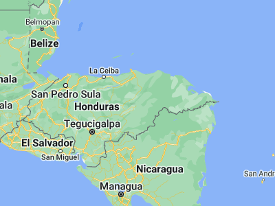 Map showing location of San José de Río Tinto (14.93333, -85.7)