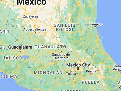 Map showing location of San José Iturbide (21.00116, -100.38379)