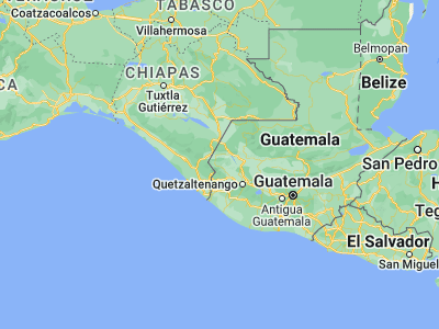 Map showing location of San José Ojetenán (15.21667, -91.96667)