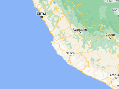 Map showing location of San Juan Bautista (-14.01083, -75.73583)