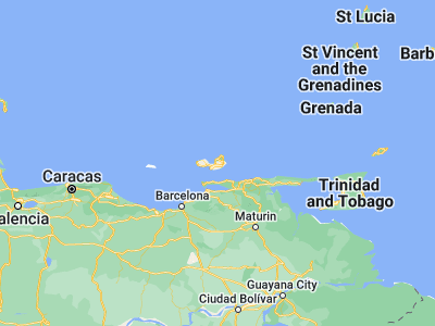 Map showing location of San Juan Bautista (11.01116, -63.94406)