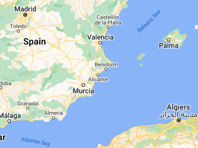 Map showing location of San Juan de Alicante (38.40148, -0.43623)