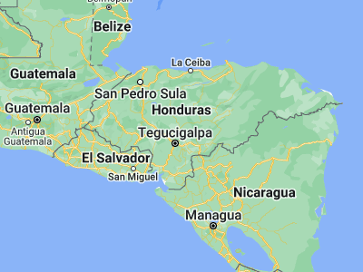 Map showing location of San Juan de Flores (14.26667, -87.03333)