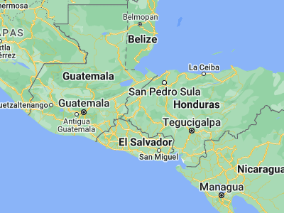 Map showing location of San Juan de Opoa (14.78333, -88.7)
