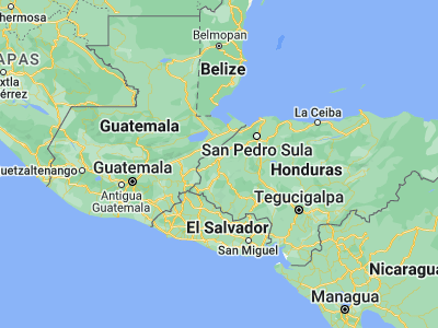 Map showing location of San Juan de Planes (14.93333, -88.78333)