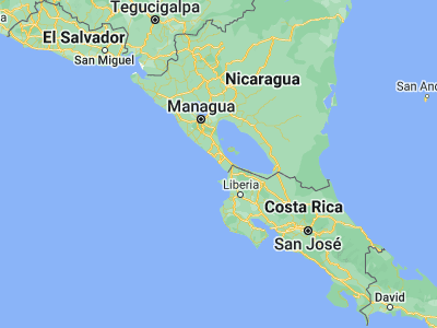 Map showing location of San Juan del Sur (11.25292, -85.87049)