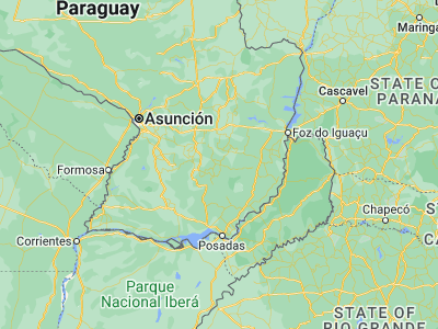 Map showing location of San Juan Nepomuceno (-26.1, -55.96667)