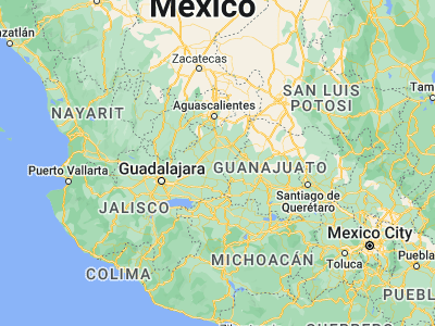 Map showing location of San Julián (21.01093, -102.17975)