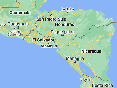 Map showing location of San Lorenzo (13.42417, -87.44722)