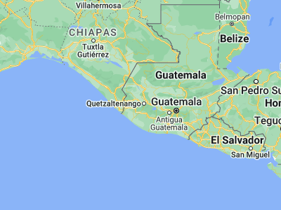 Map showing location of San Martín Sacatepéquez (14.81667, -91.65)
