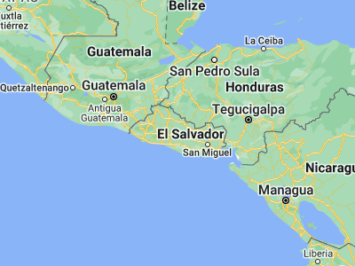Map showing location of San Martín (13.78333, -88.91667)