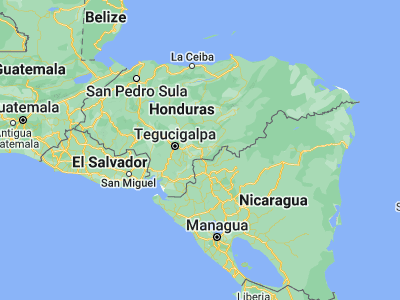 Map showing location of San Matías (13.98333, -86.63333)