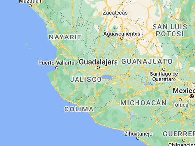 Map showing location of San Miguel Cuyutlán (20.41633, -103.38987)