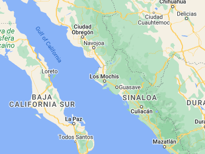 Map showing location of San Miguel Zapotitlán (25.94734, -109.0497)