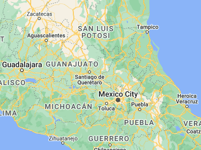 Map showing location of San Nicolás (20.48333, -99.91667)