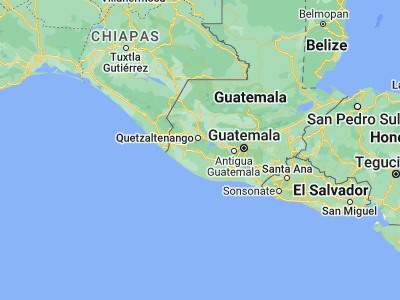 Map showing location of San Pablo Jocopilas (14.58333, -91.45)
