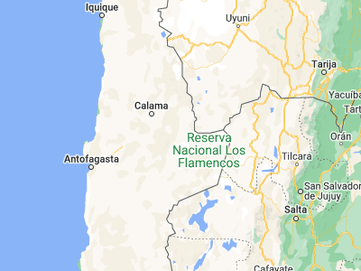 Map showing location of San Pedro de Atacama (-22.91667, -68.21667)