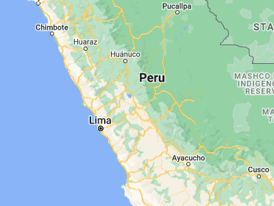 Map showing location of San Pedro de Cajas (-11.25111, -75.86167)