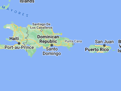 Map showing location of San Pedro de Macorís (18.46156, -69.29718)