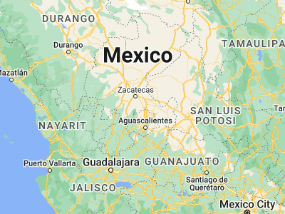 Map showing location of San Pedro Piedra Gorda (22.4482, -102.35)