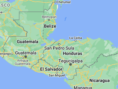 Map showing location of San Pedro Sula (15.5, -88.03333)