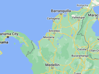 Map showing location of San Pelayo (8.95833, -75.83627)