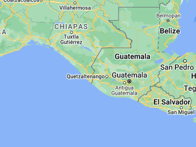 Map showing location of San Rafael Pie de La Cuesta (14.93333, -91.91667)