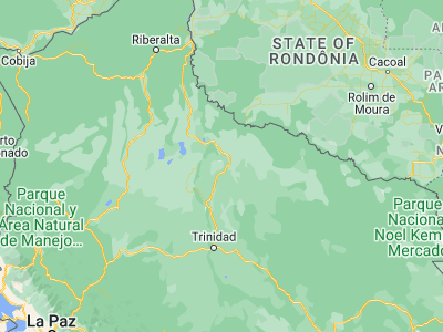 Map showing location of San Ramón (-13.28333, -64.71667)