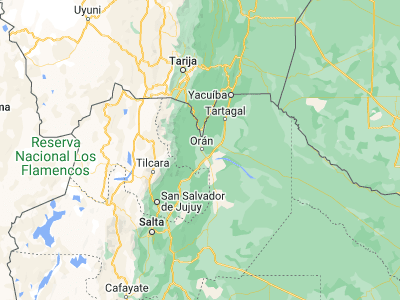 Map showing location of San Ramón de la Nueva Orán (-23.13223, -64.32598)