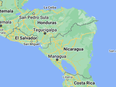 Map showing location of San Sebastián de Yalí (13.3051, -86.18641)