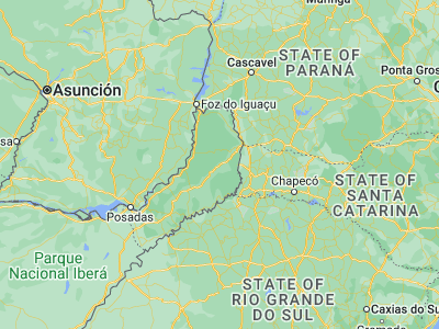 Map showing location of San Vicente (-26.61667, -54.13333)