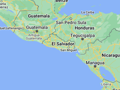 Map showing location of San Vicente (13.63333, -88.8)