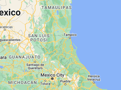 Map showing location of San Vicente Tancuayalab (21.73333, -98.56667)