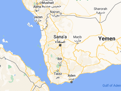 Map showing location of Sanaa (15.35472, 44.20667)