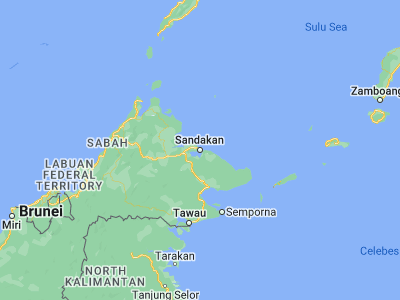 Map showing location of Sandakan (5.8402, 118.1179)