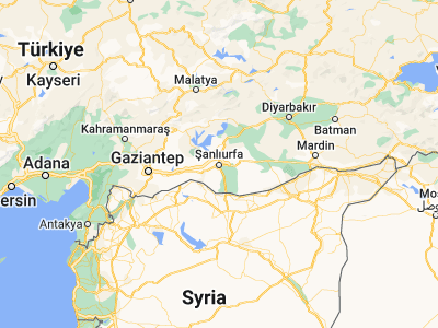 Map showing location of Şanlıurfa (37.16708, 38.79392)