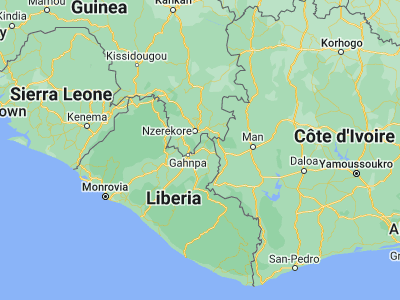 Map showing location of Sanniquellie (7.36222, -8.70611)