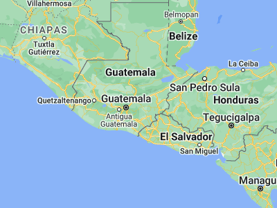 Map showing location of Sansare (14.74722, -90.1125)