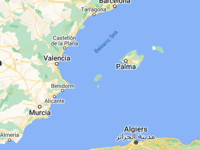 Map showing location of Sant Joan de Labritja (39.07891, 1.51397)