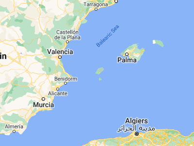 Map showing location of Sant Josep de sa Talaia (38.91667, 1.28333)