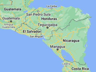 Map showing location of Santa Ana de Yusguare (13.30056, -87.11389)