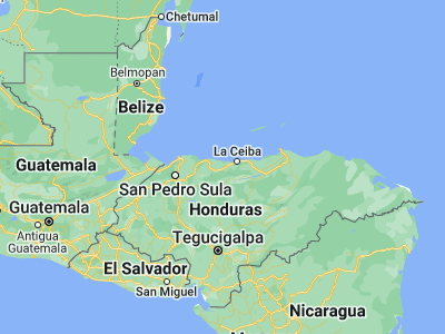 Map showing location of Santa Ana (15.65, -87.06667)