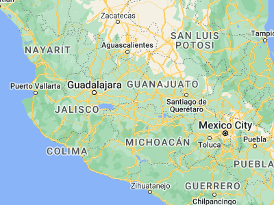 Map showing location of Santa Ana Pacueco (20.36667, -102)