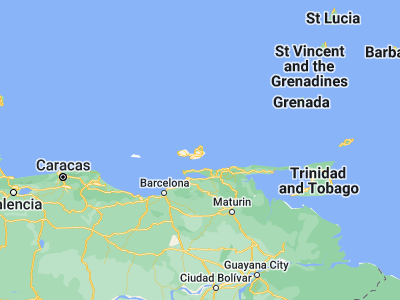 Map showing location of Santa Ana (11.06908, -63.9242)