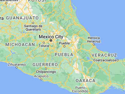 Map showing location of Santa Clara Ocoyucan (18.97616, -98.30148)