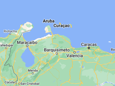 Map showing location of Santa Cruz de Bucaral (10.81953, -69.27776)