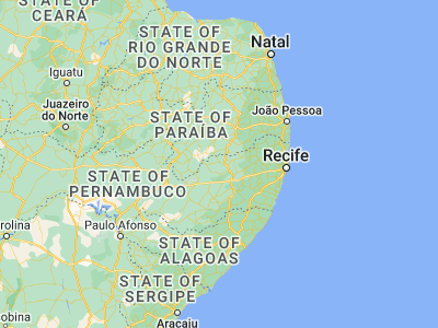 Map showing location of Santa Cruz do Capibaribe (-7.9575, -36.20472)