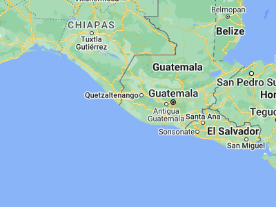 Map showing location of Santa Cruz Muluá (14.58333, -91.61667)