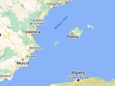 Map showing location of Santa Eulària des Riu (38.98457, 1.53409)